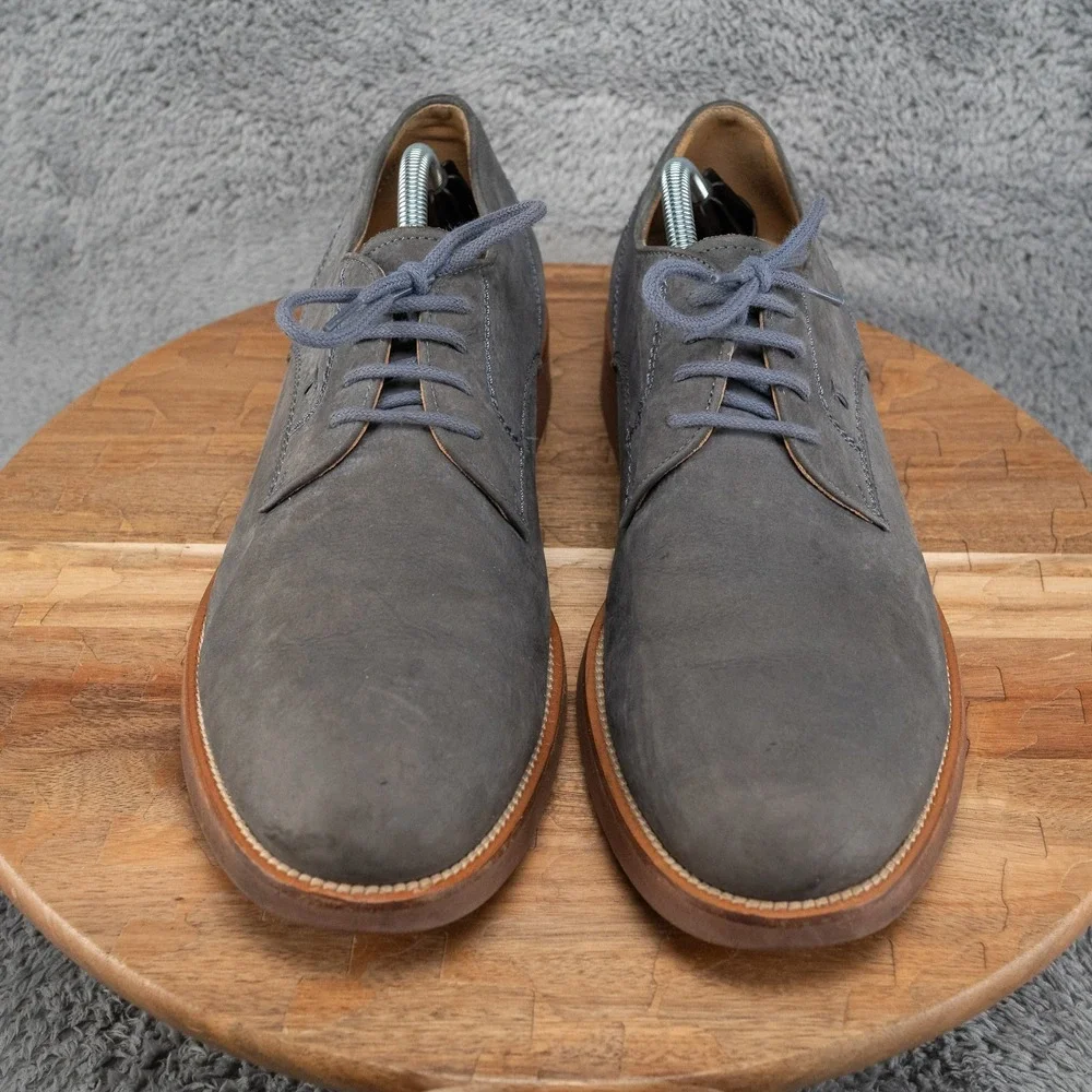 Tod's Men's Leather Derby Shoes US 10 Blue Gommino Plain Toe Italy